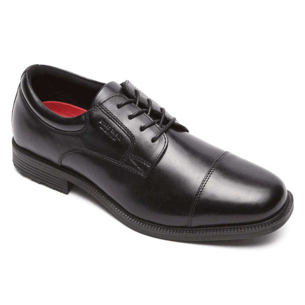 Rockport Dress Shoes For Mens Black - Essential Details Waterproof Cap Toe - GS8715903